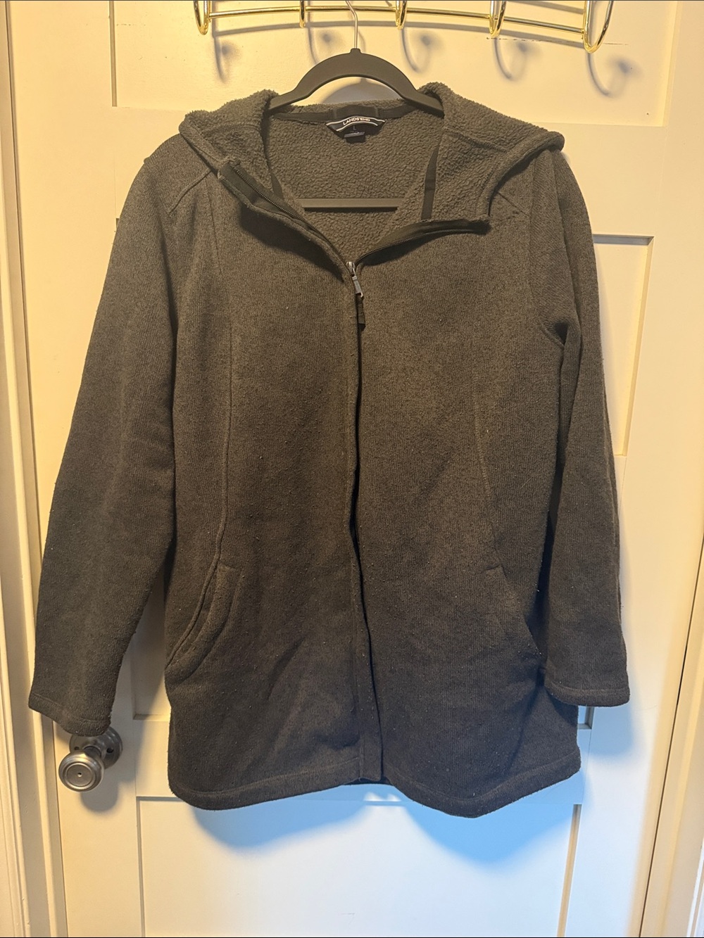 Lands’ End Women’s Hooded Fleece Jacket – Charcoal